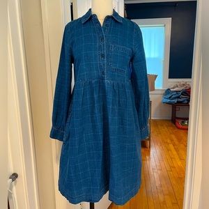 Denim Babydoll Shirtdress in Indigo Plaid ND176